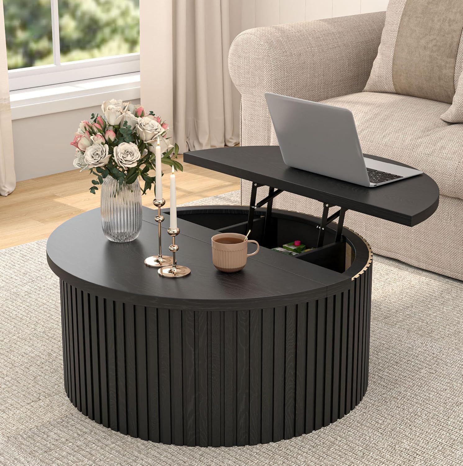 Amazon.com: Fsbecl Lift Top Coffee Table with Storage, Round